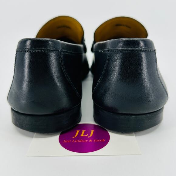 Magnanni Men\'s Rafa II Black Leather Apron Toe Horsebit Bit Loafers Size 8.5 M